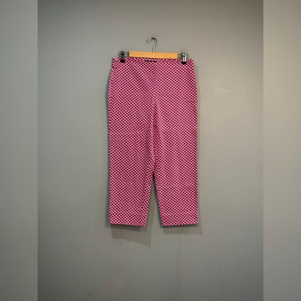 Magenta Talbots Patterned Cropped Heritage Flat Waist Pants Size 8P EUC